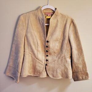 Vintage Bandolino Beige Quilt Pattern Jacket Size 10